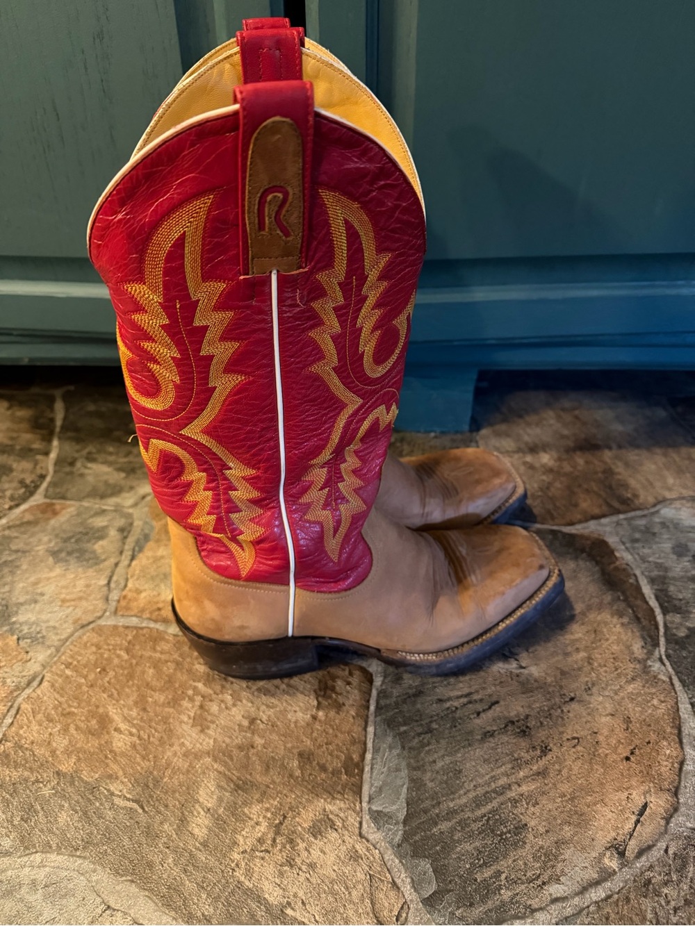 Rod Patrick Women’s Red/Brown Leather Square Toe Boots!!(8D)